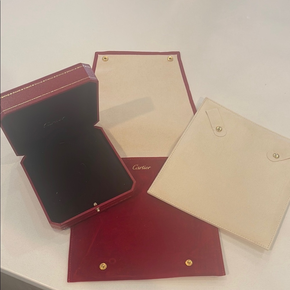 Cartier Burgundy display box and pouch with cream insert